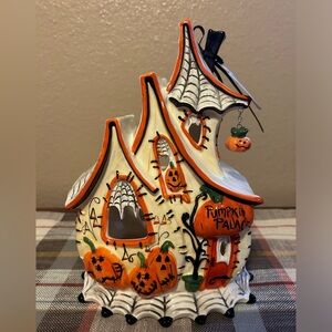 Blue Sky Clayworks Halloween Pumpkin Palace Tea Light House NWT
